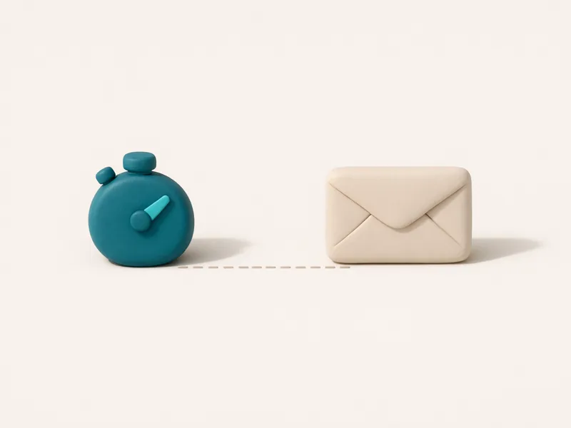 Matte 3D stopwatch and envelope side by side comparing PayID as identifier and Osko as delivery service in Australian payments